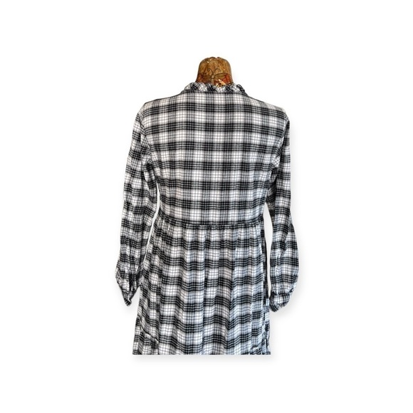 La Camicia maxi plaid dress Sz 44  US large black white long sleeve cott… - Picture 5 of 8